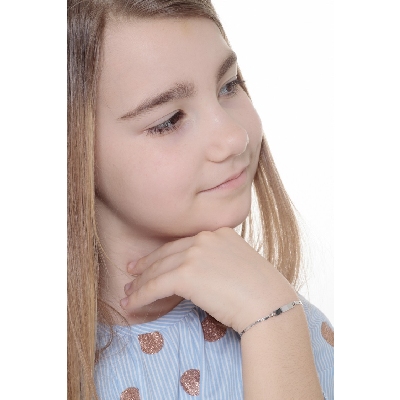 Bracelet en or blanc 18k avec plaquette gravable