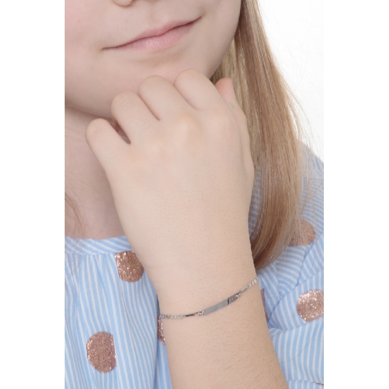 Bracelet en or blanc 18k avec plaquette gravable