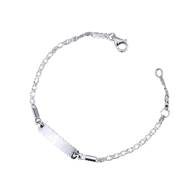 Bracelet en or blanc 18k avec plaquette gravable