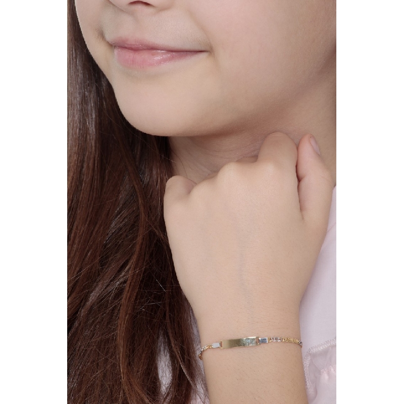 Bracelet en ors 18 carats avec plaque gravable, 14,5 cm