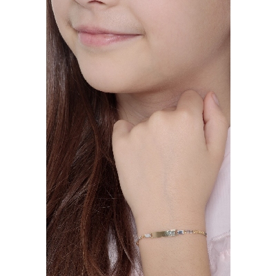 Bracelet en ors 18 carats avec plaque gravable, 14,5 cm