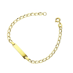 Bracelet avec plaque gravable en or jaune 18k, 15 cm