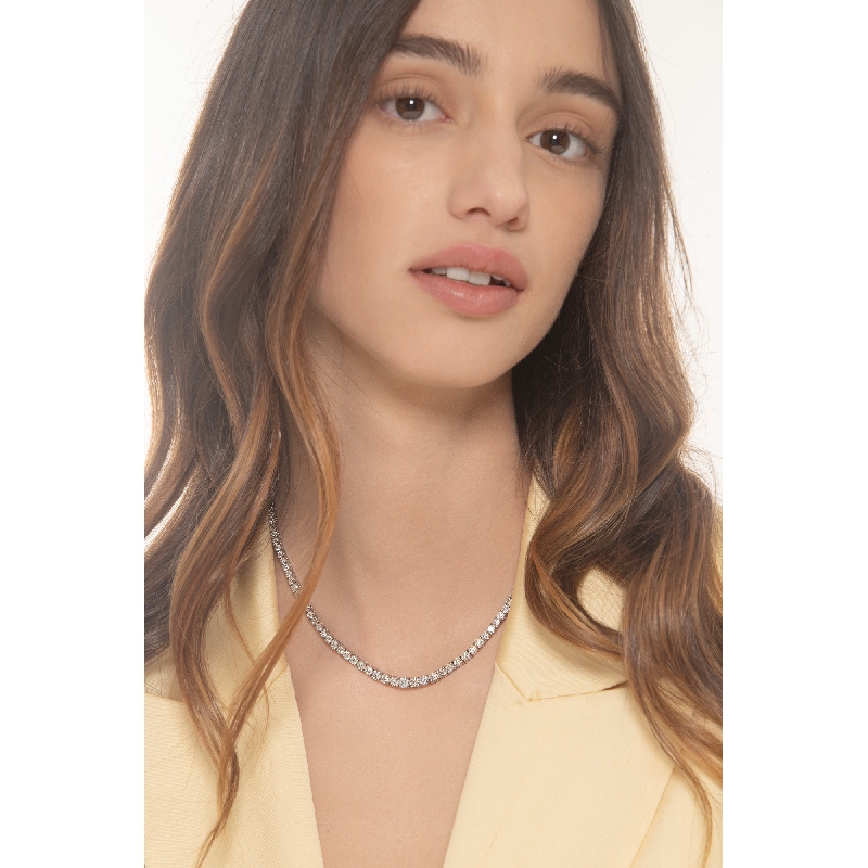 Collier tennis en or blanc 18k avec diamants
