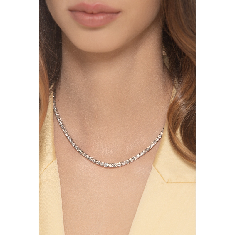 Collier tennis en or blanc 18k avec diamants