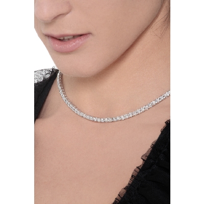 Collier rivière en or blanc 750 avec diamants