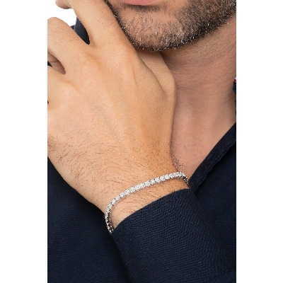 Bracelet tennis diamants or blanc 18k/750