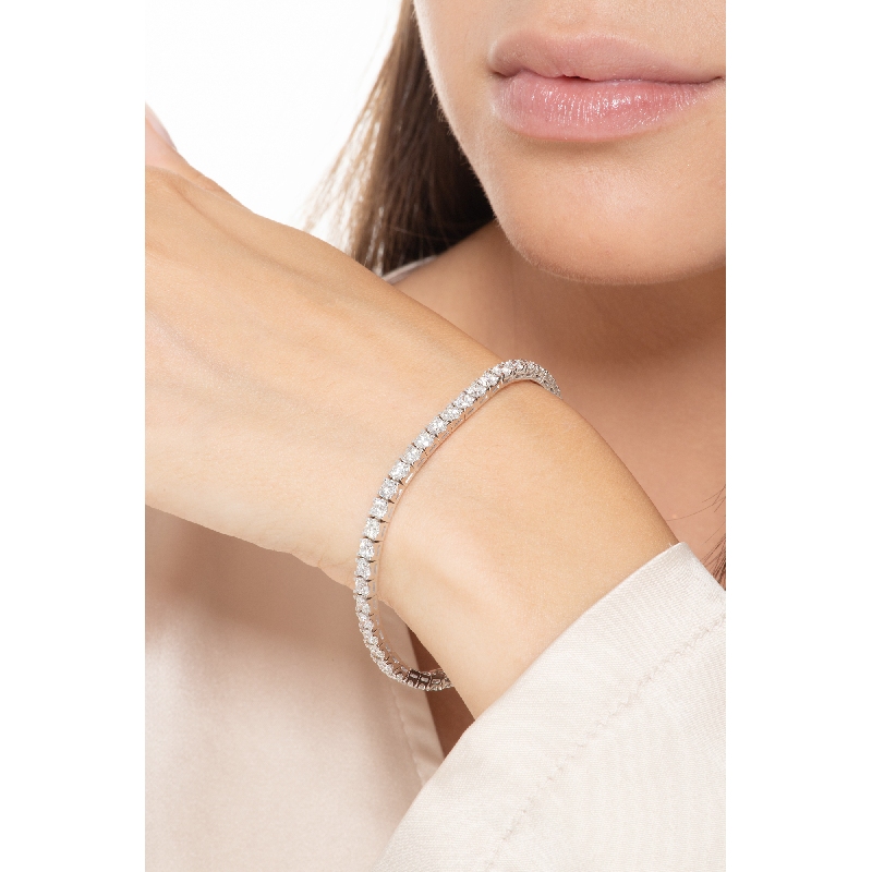 Bracelet tennis unisexe en or blanc 18K avec diamants  Bracelet tennis unisexe en or blanc 18K avec diamants