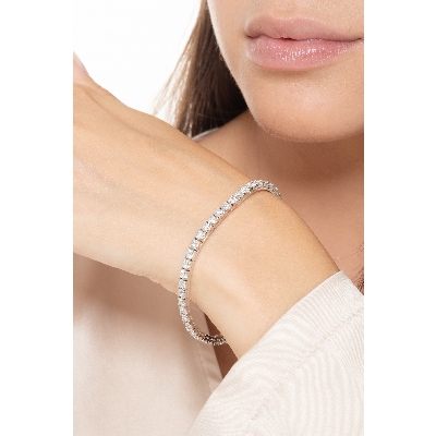 Bracelet tennis unisexe en or blanc 18K avec diamants 