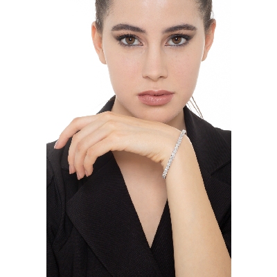 Bracelet tennis homme femme or blanc diamants or 750