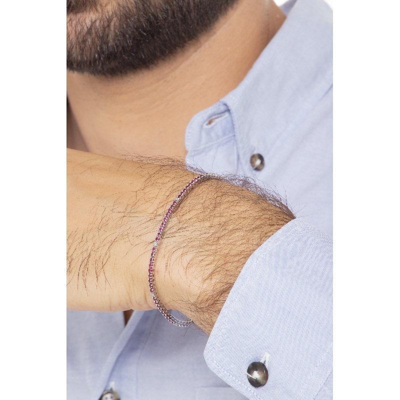 Bracelet Rivière Rubis en or blanc 18k et diamants