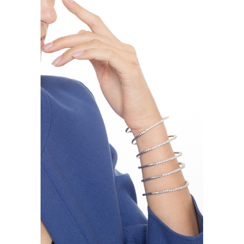 Bracelet femme ressort en or blanc 18k avec diamants Bracelet femme ressort en or blanc 18k avec diamants