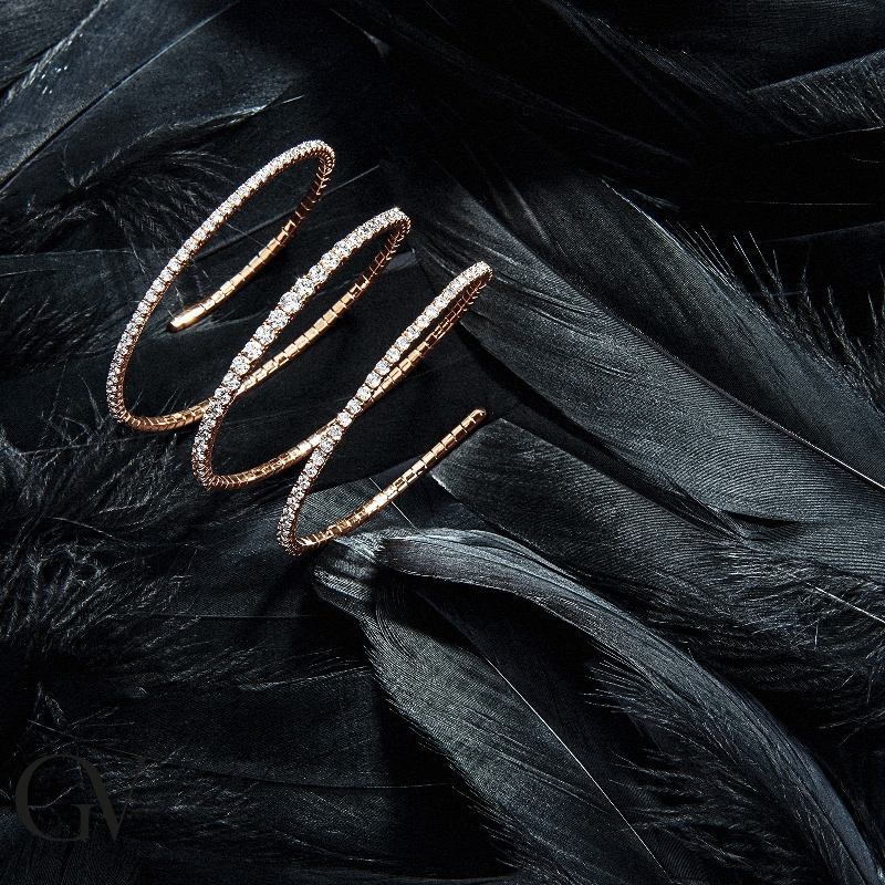 Bracelet Flexible en Diamants en Or Rose 18k Diamants Naturels