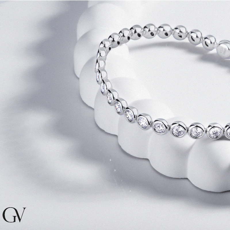  Bracelet Tennis en Or Blanc 18k serti de diamants ronds