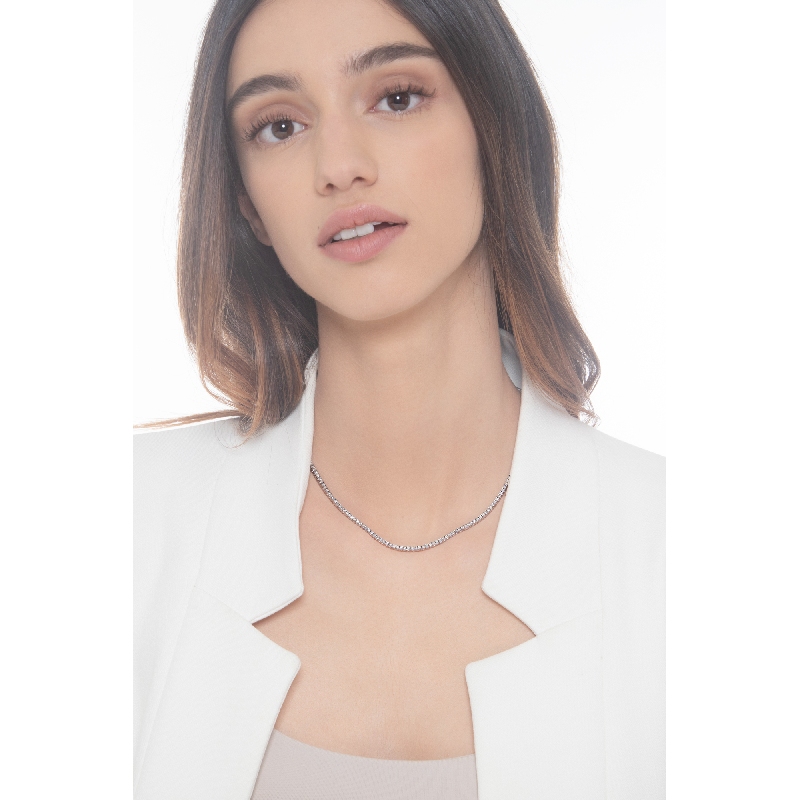 Collier tennis en or blanc 18k à fil linéaire 0.02 ct