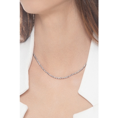 Collier tennis en or blanc 18k à fil linéaire 0.02 ct