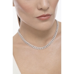 Collier souple or blanc 18k type gourmette avec diamants 2