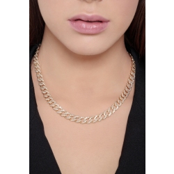 Collier gourmette en or jaune 18 carats avec des diamants  2