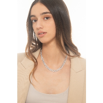 Collier en maille gourmette en or blanc 18 carats avec des diamants