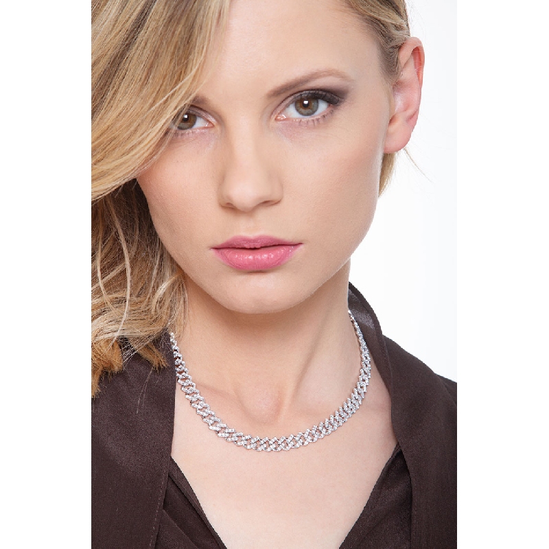 Cuban Link chaine or blanc 18 k et diamants Cuban Link chaine or blanc 18 k et diamants