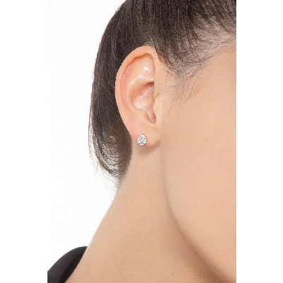 Boucles d’oreilles solitaire en or blanc 18k diamants 1 ct