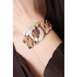 Bracelet à maillons gourmette dégradés en or blanc et rose 18K 2