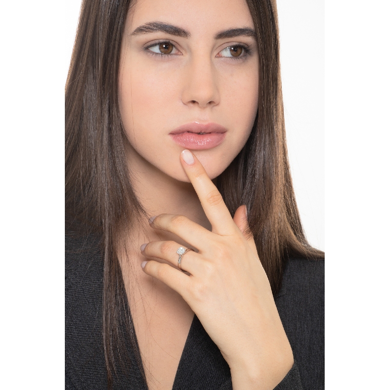 Bague solitaire mariage or blanc 18 ct avec diamant 0.90 ct