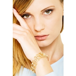 Bracelet en or jaune 18k avec maillons doubles et diamants 2