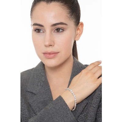 Bracelet Illusion fleurs en or blanc 18k serti de diamants