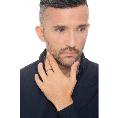 Bague d’éternité saphir bleu à tour complet en or blanc 18k