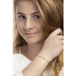 Bracelet pour enfant en or jaune 18k avec poisson émaillé et étoiles 2