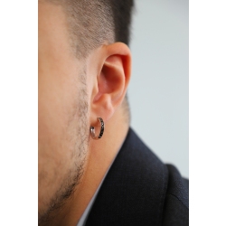 Créole unique en or blanc 18k avec diamants noirs 2