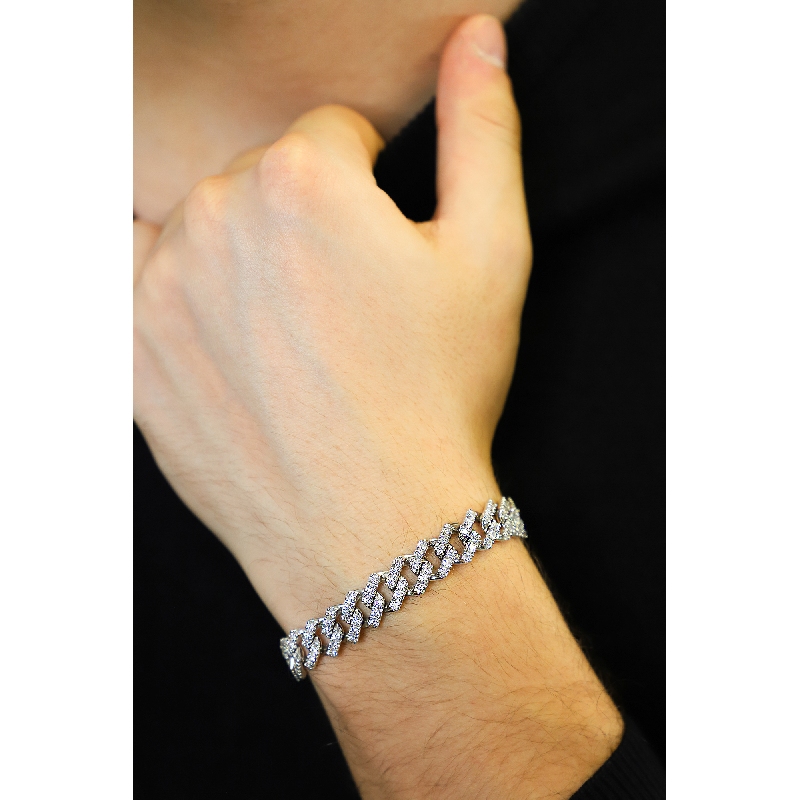 Bracelet Groumette en or blanc 18k avec diamants