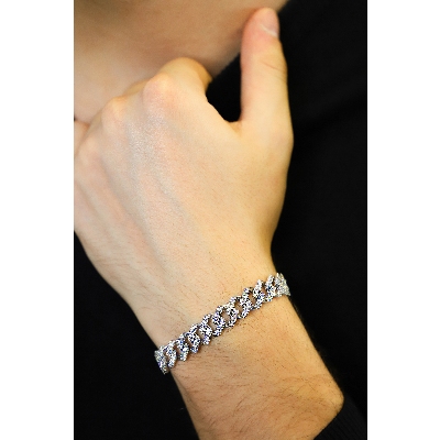 Bracelet Groumette en or blanc 18k avec diamants