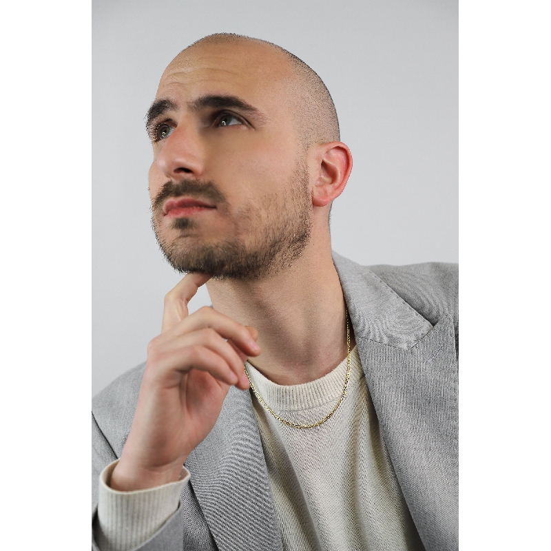 Collier en Or Jaune 18k maille gourmette plate 50 cm