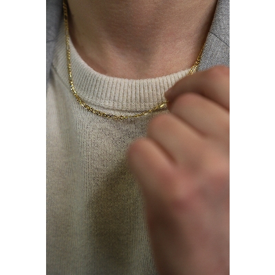 Collier en Or Jaune 18k maille gourmette plate 50 cm