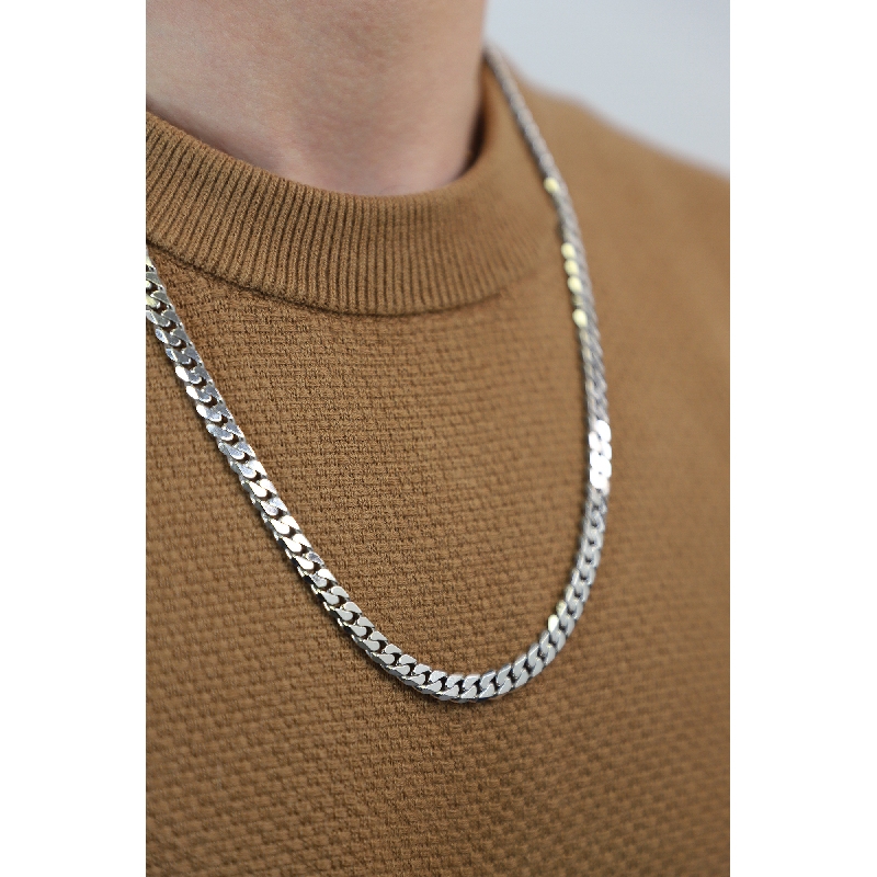 Collier en or blanc 18k à mailles gourmette