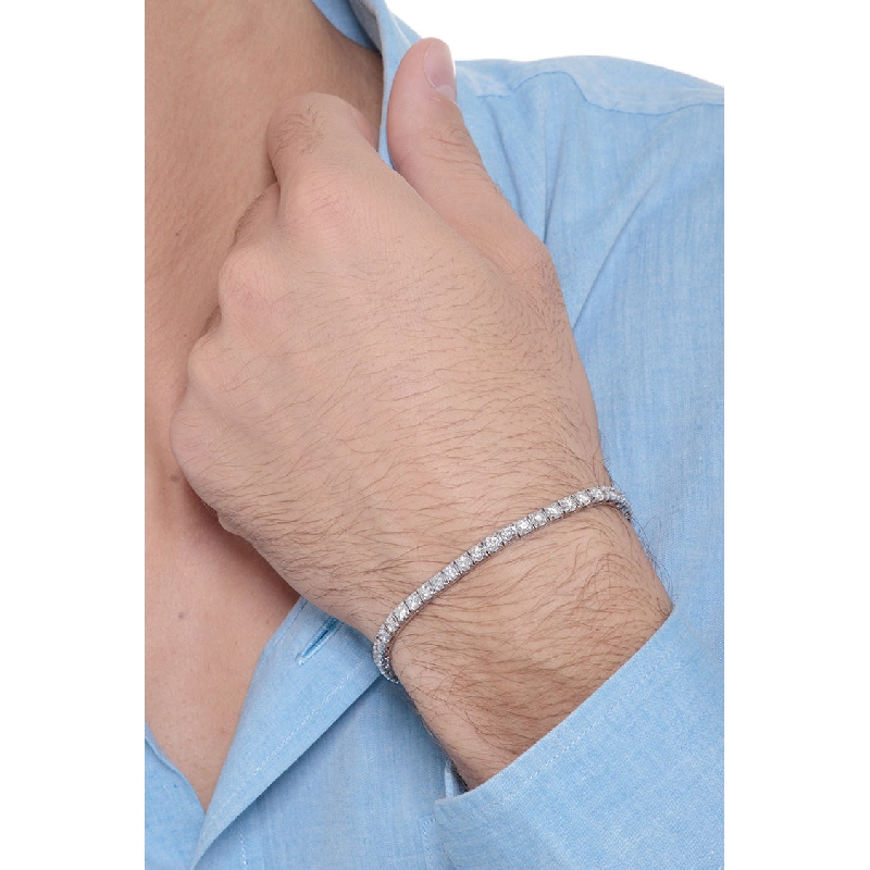 Tennis bracelet en or blanc 18k entouré de diamants Tennis bracelet en or blanc 18k entouré de diamants