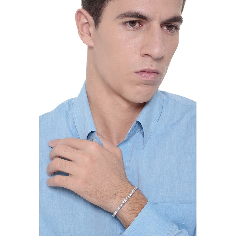 Bracelet diamants rivière tennis or blanc 18k 