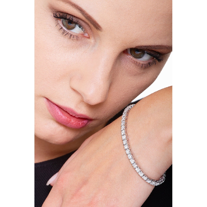 Bracelet diamants rivière tennis or blanc 18k 