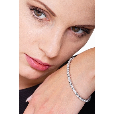 Bracelet diamants rivière tennis or blanc 18k 