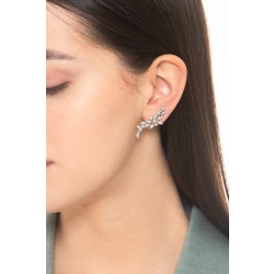 Boucles d’oreilles or blanc 18k avec diamants en cascade 2