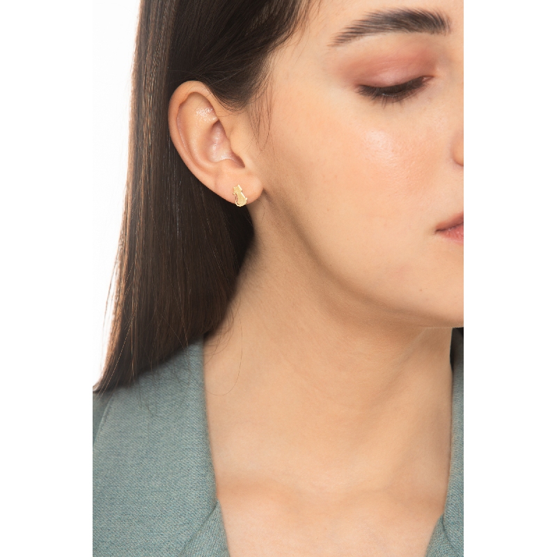 Boucles d'oreilles chaton en or jaune 750