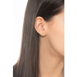 Boucles d’oreilles en or jaune 18k avec chien jaune et patte rouge 2