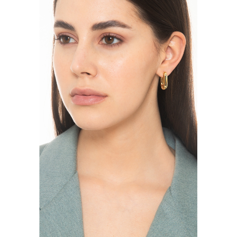 Boucles d'oreilles en or jaune 18 carats, rectangulaires et bombées