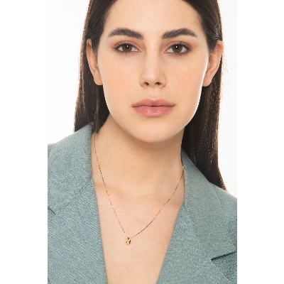 Collier en or jaune 18k avec petite goutte lisse