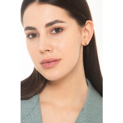 Petites boucles d’oreilles boutons en or jaune 18k