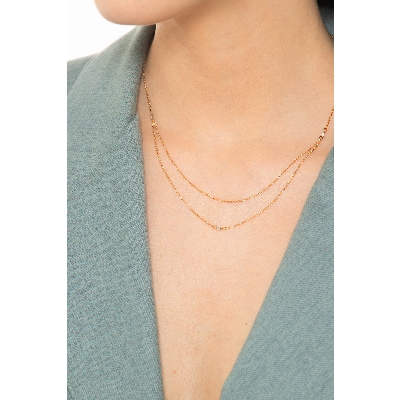 Collier en or jaune 18k à double fil