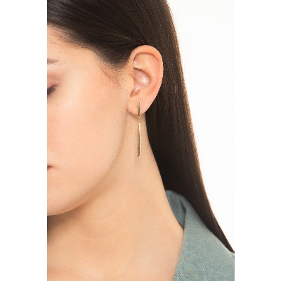Boucles d'oreilles pendantes avec barre en or jaune 18 carats