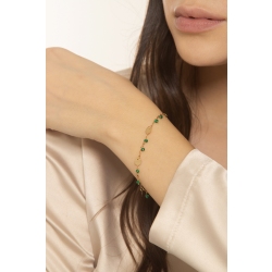 Bracelet en or 18k avec pendentifs et perles vertes 2
