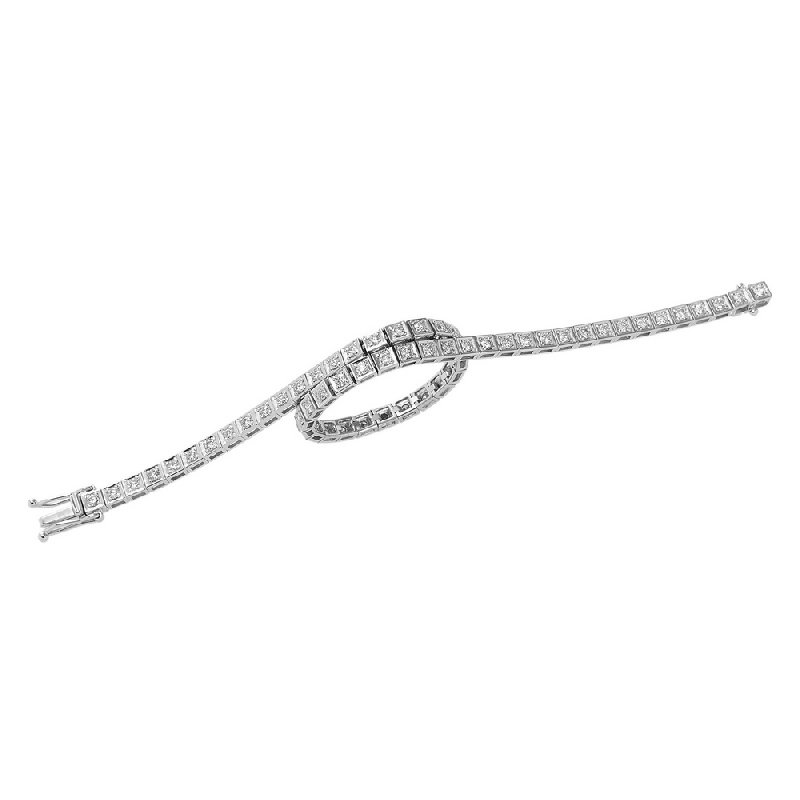 Bracelet tennis en or blanc 18k avec diamants 0.02 ct